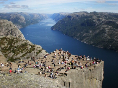 Preikestolen - nejznámější místo v oblasti jižního Norska